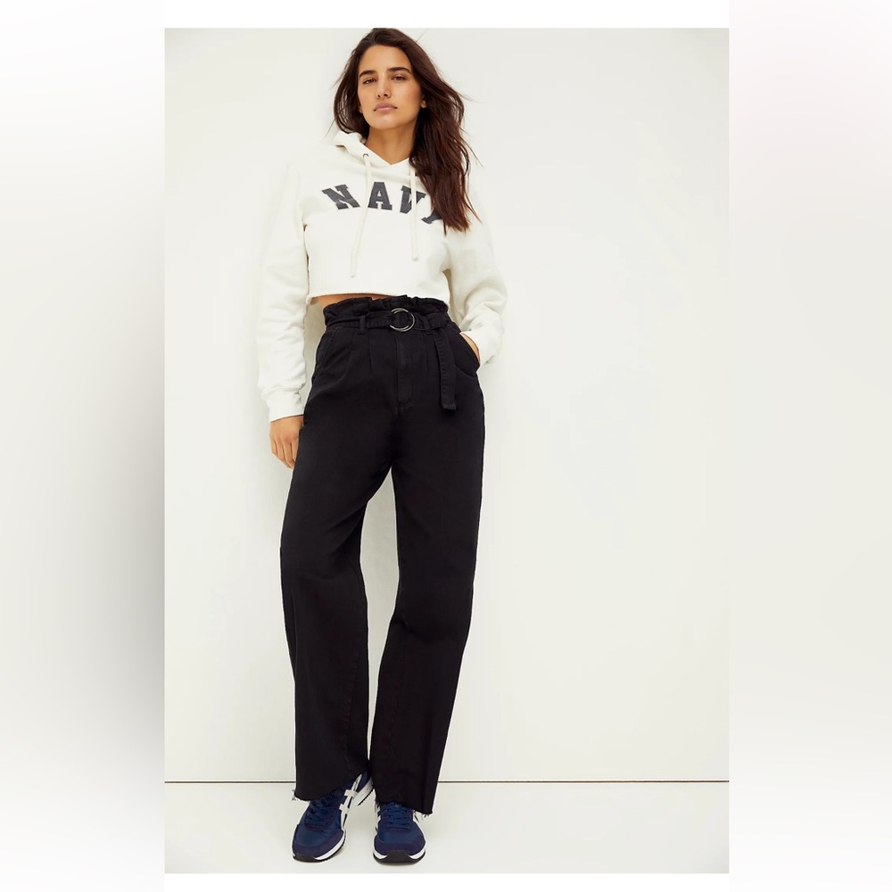 Boyish by Her The Clancy Pants in Black Beauty Women’s Wide Leg Frayed Size 25